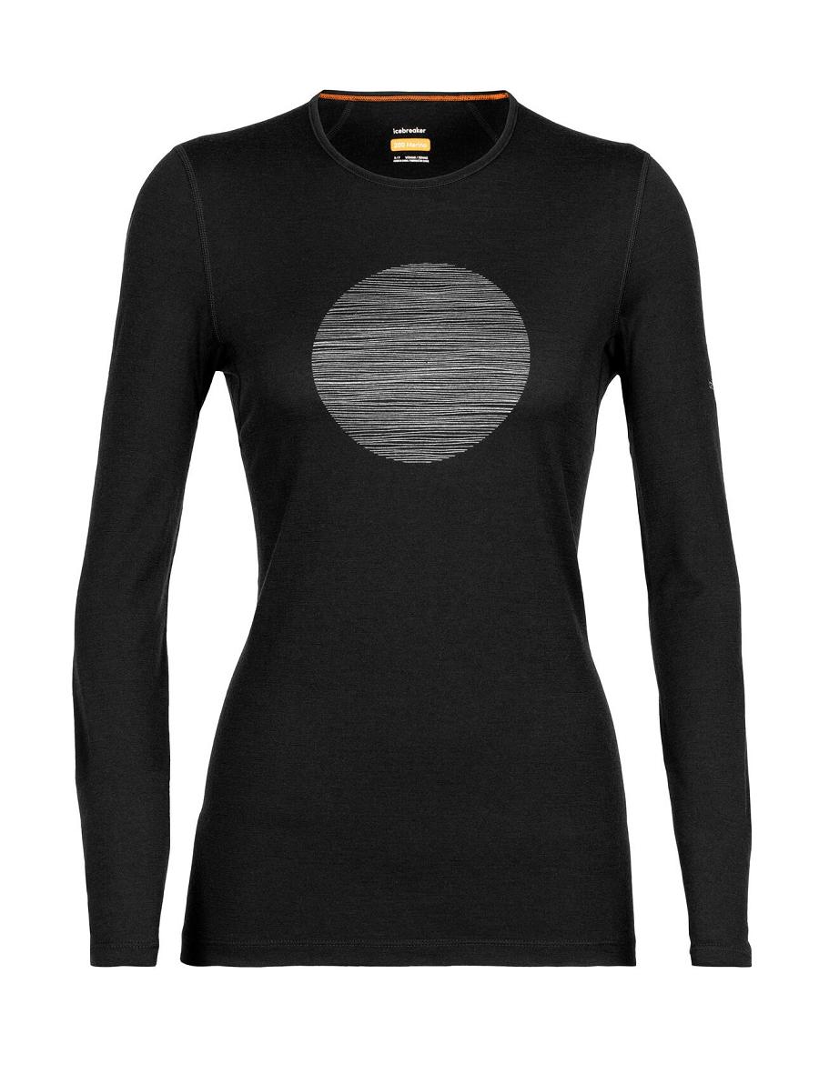 Icebreaker Merino 200 Oasis Long Sleeve Crewe Ski Circle Női Base Layers Fekete | HU 1836DFMN